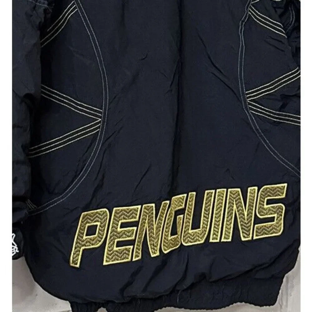 90’s Mens L Back Spellout NHL Pittsburgh Penguins Jacket Quilted Korea‎
